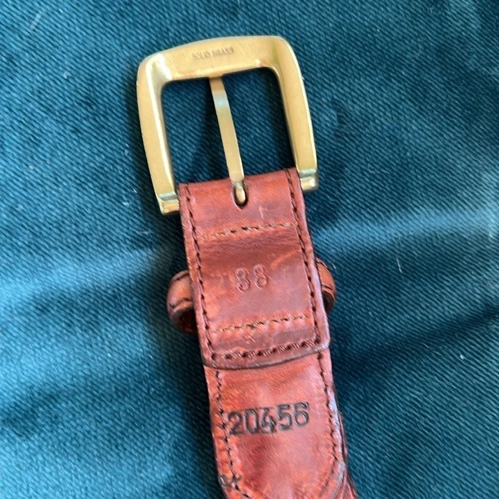 BRASS AND LEATHER BRAIDED BELT SIZE 38 EUC